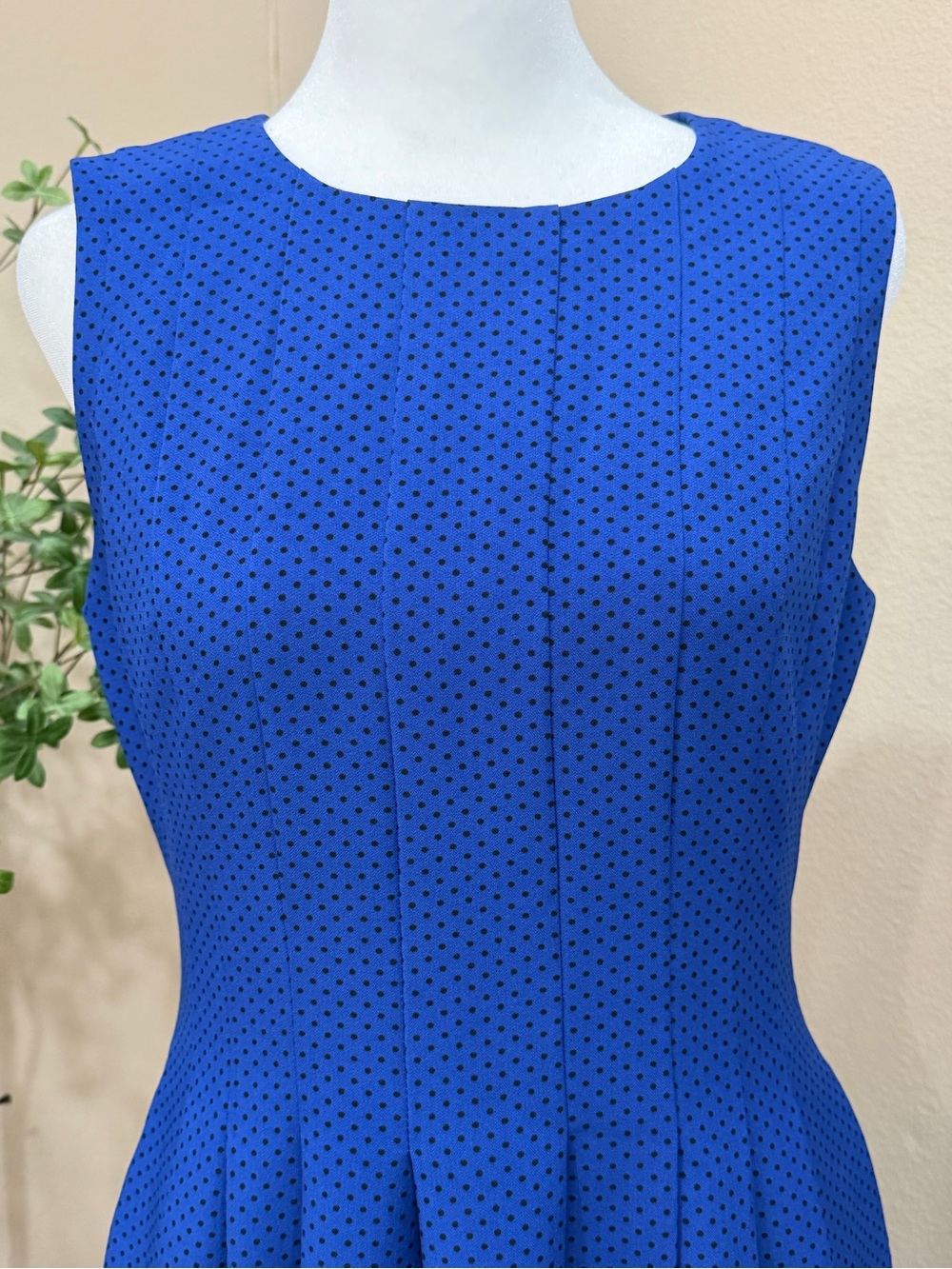 ANNE KLEIN Pin Dot Sculpted Fit & Flare Pocket Dress Size 6 - Picture 5 of 9